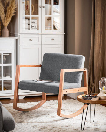 Loungestol   Gyngestol Med Stil Og Komfort   Mid Century Design  Grå Hynde