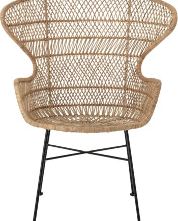 Loungestol  Lænestol Bloomingville Oudon   Natur Rattan Med Håndflettet Finish   Jernstel  100x65x79 Cm