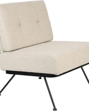 Loungestol Lounge Stol Zuiver Bowie Lysgrå Bouclé   Kubistisk Retro Design  Kompakt D73     B68   H83 Cm  Stålramme