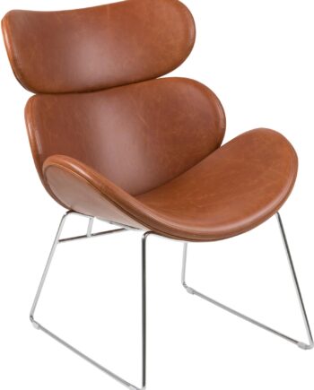 Loungestol Signature Cavo  Pu Vintage Cognac  Krom Slædestel  H57ã B69ã D50 Cm