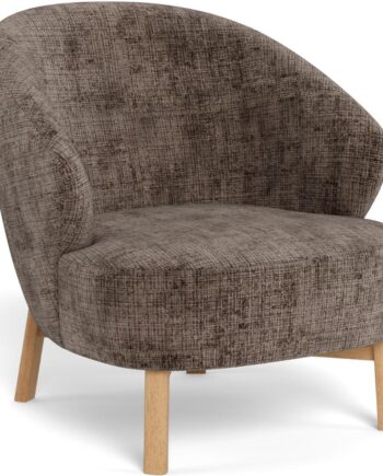 Loungestol Signature Dalia   Lænestol  Støvet Brun Juto-stof  Egebejdset Gummitræsstel  H78xb74xd54   Cm