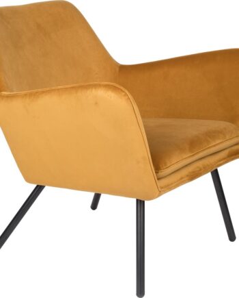 Loungestol Studio White Bon Karamel Lænestol Stof Pu-læder Metalbase 76x78x80 Cm