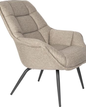 Loungestol Studio White Comfortable Stenlysgrå Polyesterstof Med Armlæn Lænestol H92   B77   L85 Cm
