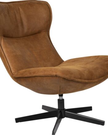 Loungestol Studio White John Drejelig Valnød Pu-læder D93xh92xb81 Cm