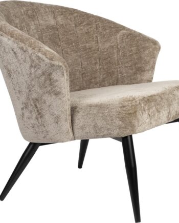 Loungestol Til Stuen Dutchbone Georgia Stengrå Polstret Birketræ Med Metalben H71xb77xl73   Cm