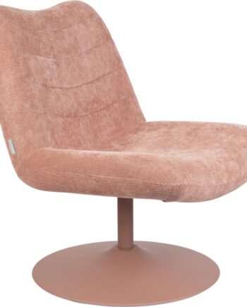 Loungestol Zuiver Bubba Støvet Rosa Stofdrejestol Med Metalstel H85xb67xl81 Cm