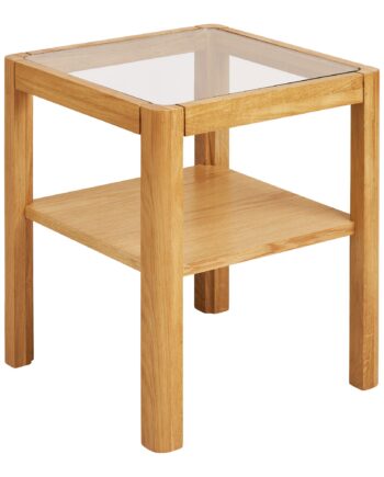 Lourmarin Hjørnebord Hjørnebord  Eg Egefiner Hærdet Glas  Natur 40x40x45 Cm