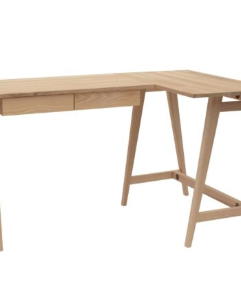 Luka Ask  -formet Skrivebord B135cm   D85cm Højrestillet