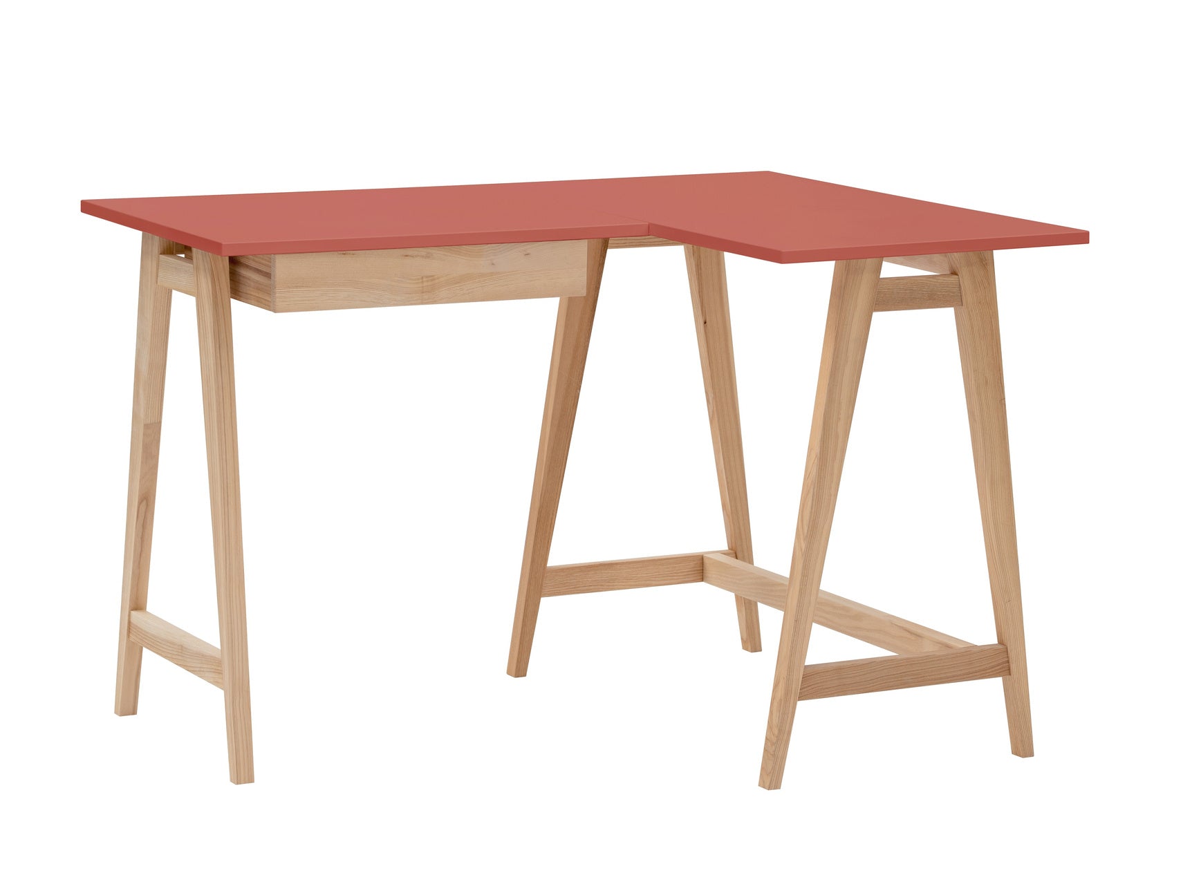 Luka Asketræ Hjørneskrivebord B115cm   D85cm Antik Pink Højre Side