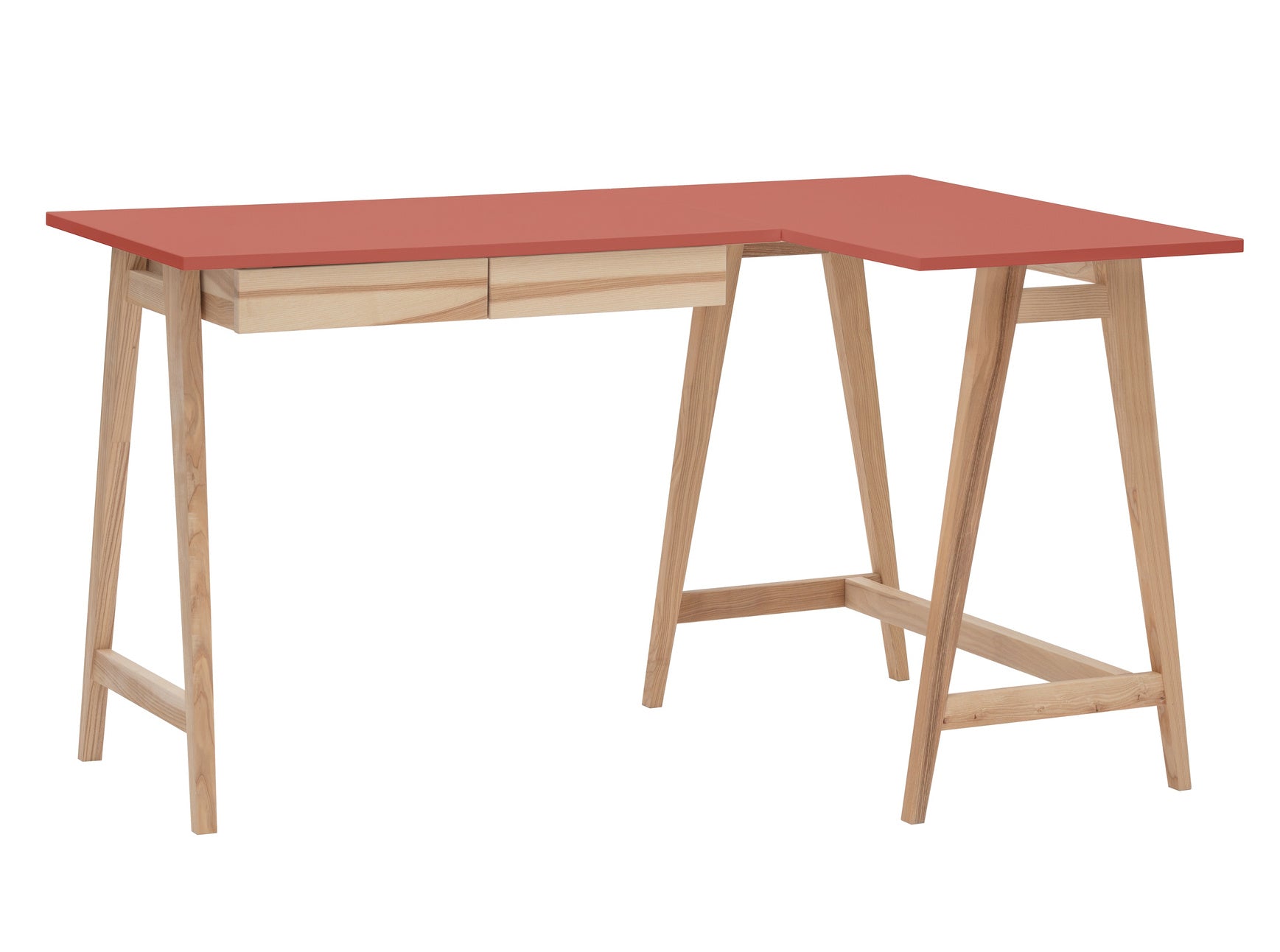Luka Asketræ Hjørneskrivebord B135cm   D85cm Antik Pink Højre Side