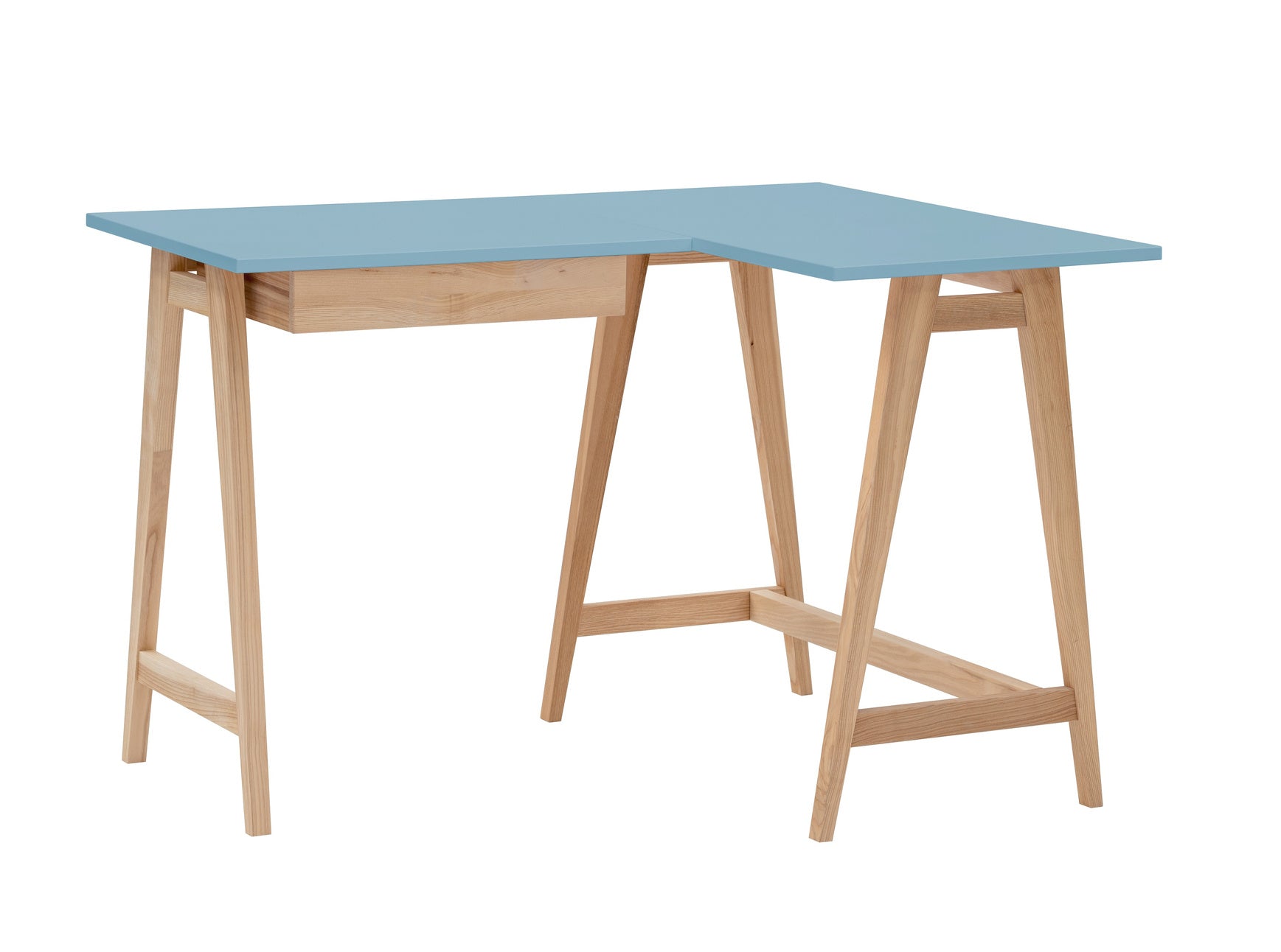 Luka Asketræ Hjørneskrivebord B115cm   D85cm Blå Højre Side