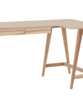 Luka Asketræ Hjørneskrivebord B135cm   D85cm Brun Beige Højre Side