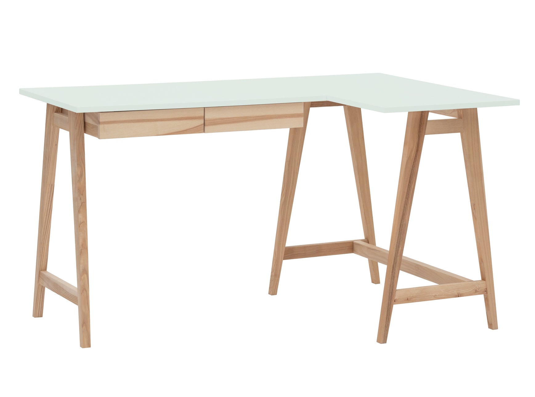 Luka Asketræ Hjørneskrivebord B135cm   D85cm Fleeting Mint Højre Side