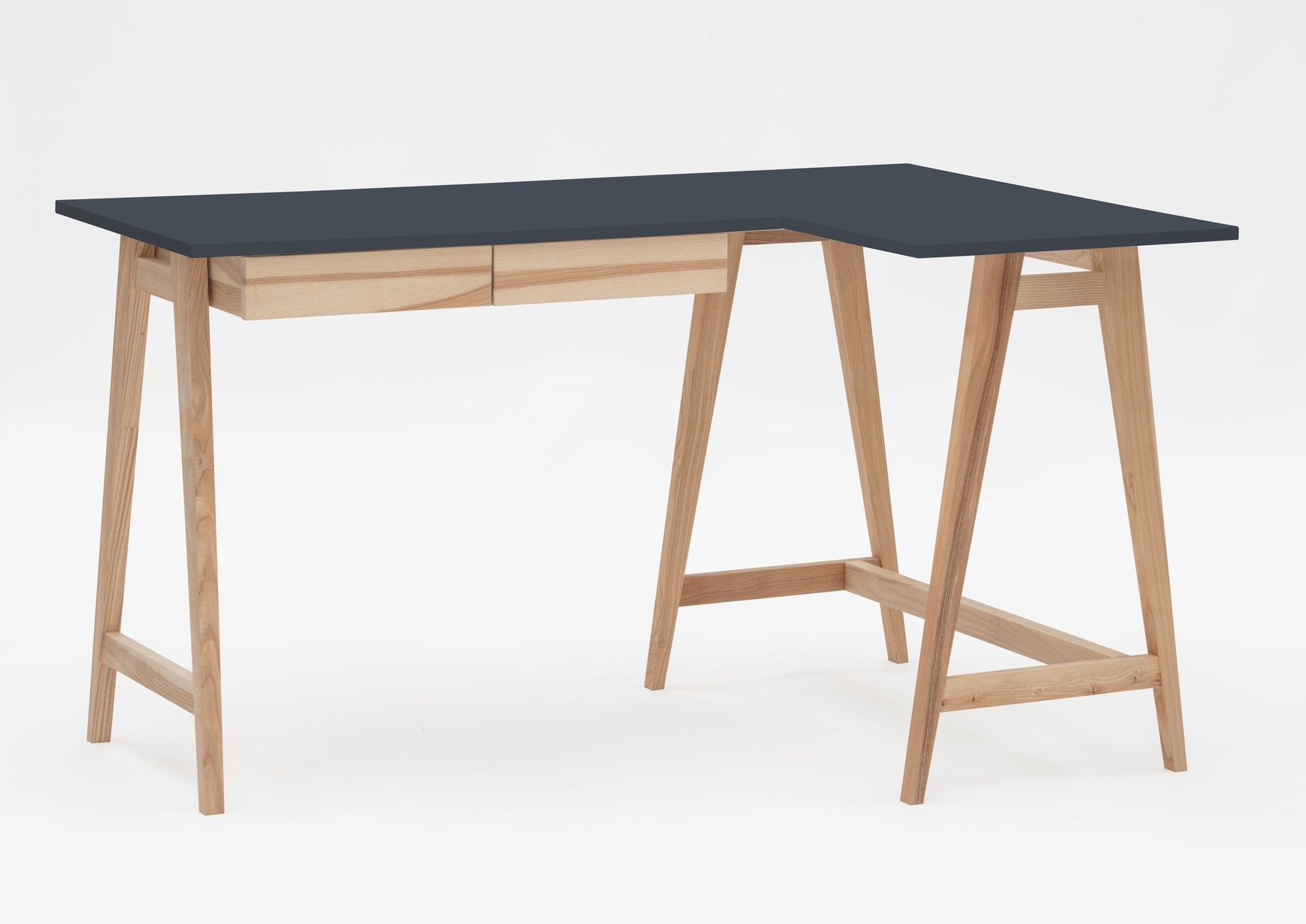 Luka Asketræ Hjørneskrivebord   135cm     85cm   Grafit Højre Side