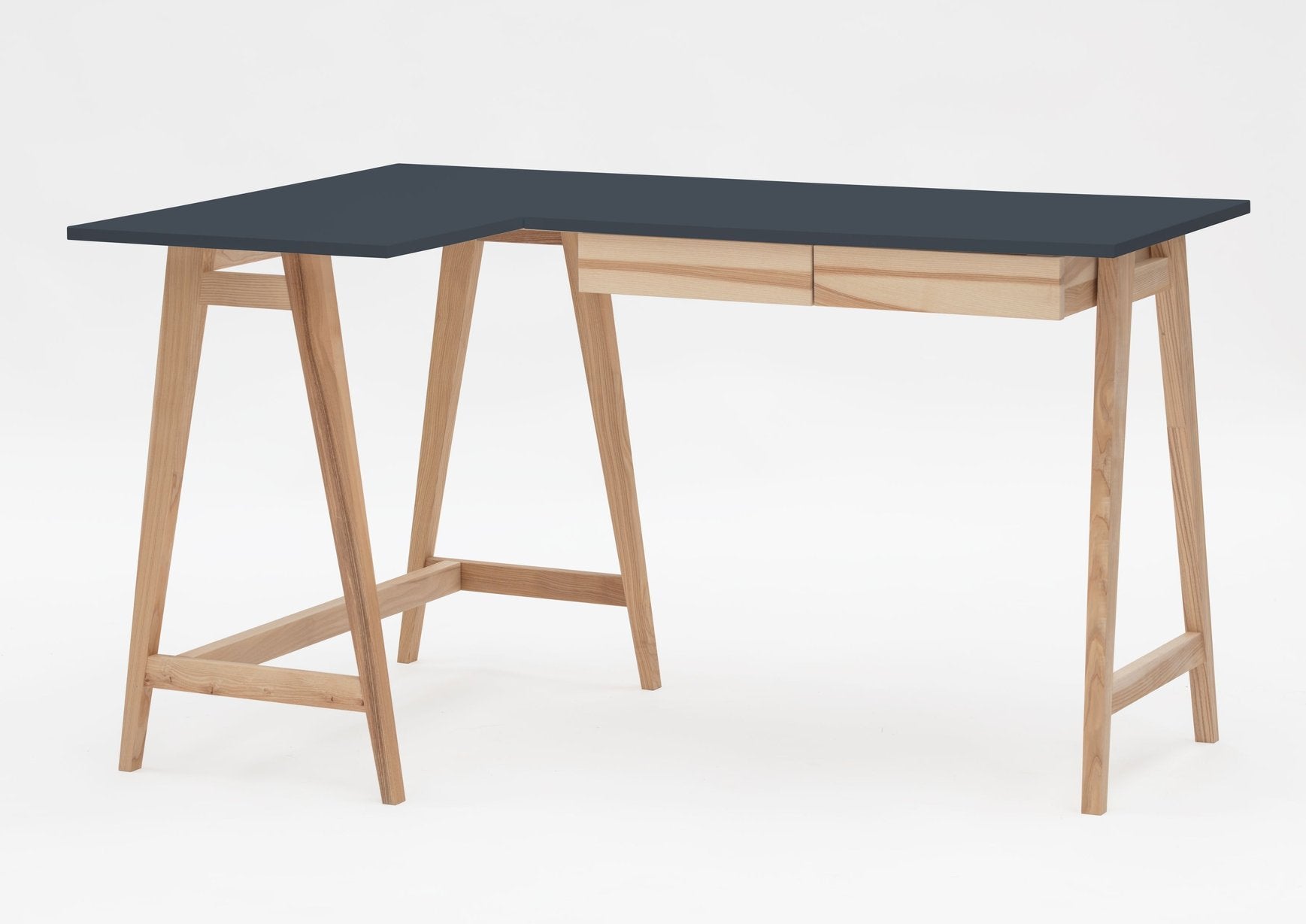 Luka Asketræ Hjørneskrivebord   135cm     85cm   Grafit Venstre Side