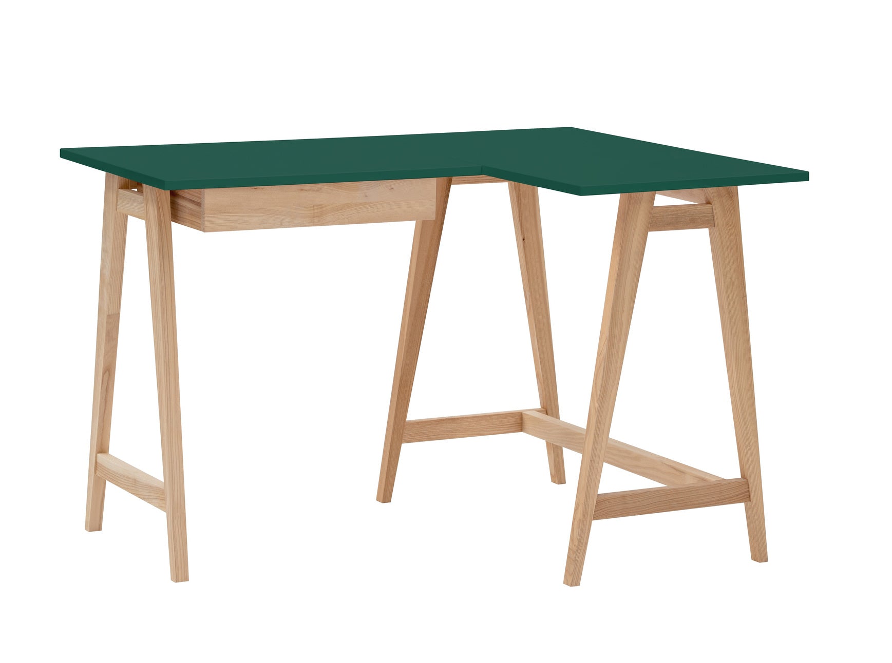 Luka Asketræ Hjørneskrivebord B115cm   D85cm Grøn Højre Side