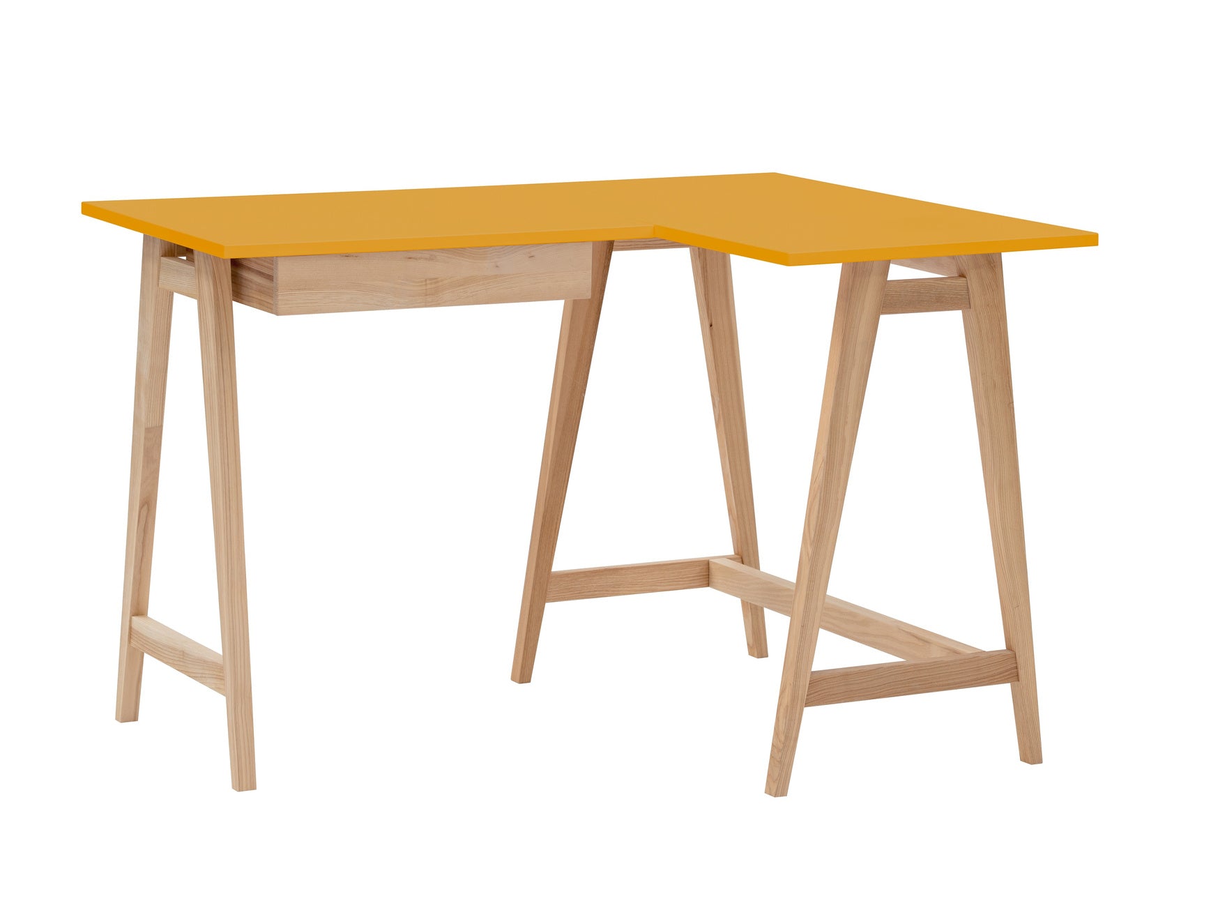 Luka Asketræ Hjørneskrivebord B115cm   D85cm Gul Højre Side