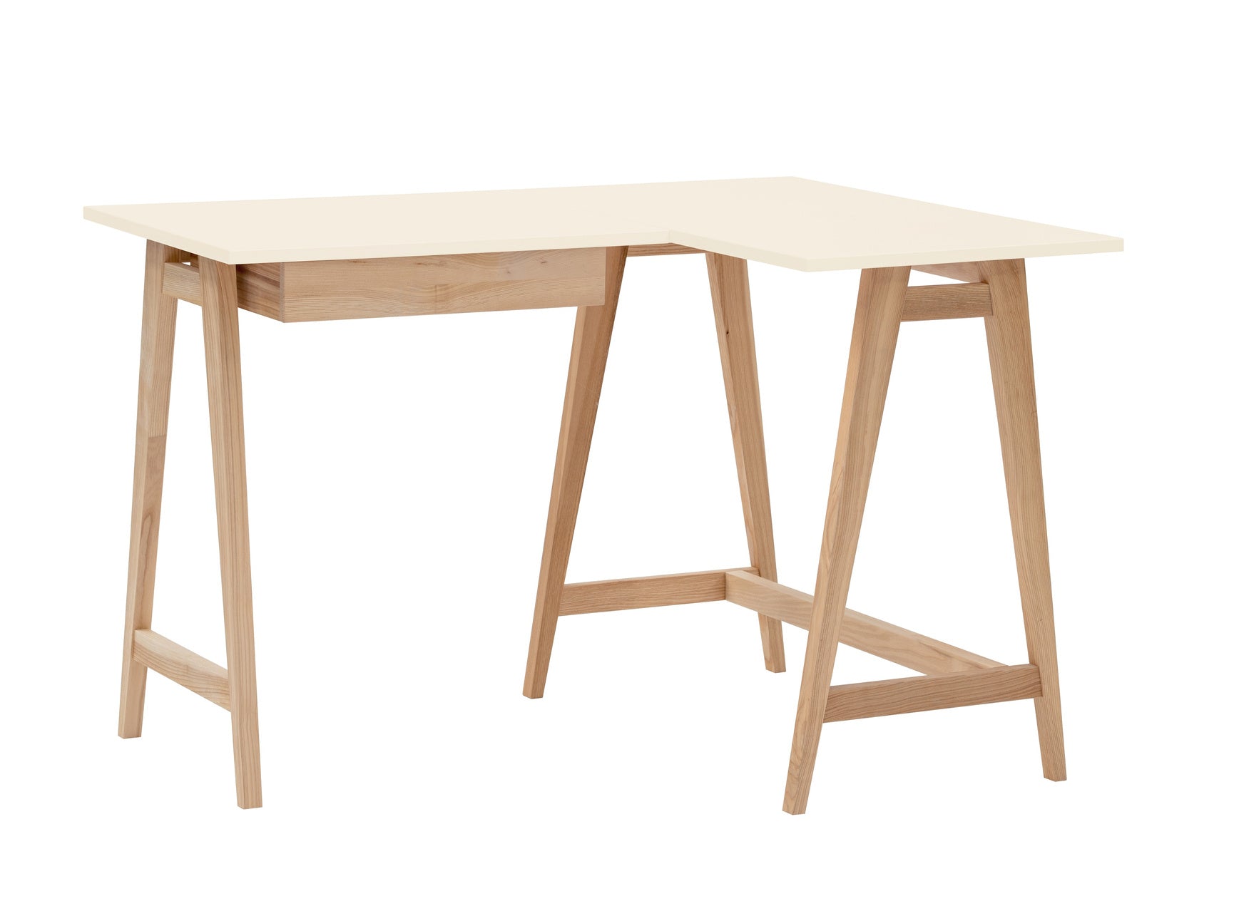 Luka Asketræ Hjørneskrivebord B115cm   D85cm Hvid Højre Side