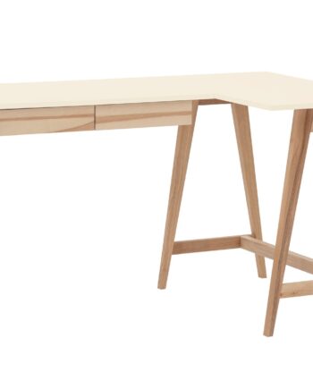 Luka Asketræ Hjørneskrivebord B135cm   D85cm Hvid Højre Side
