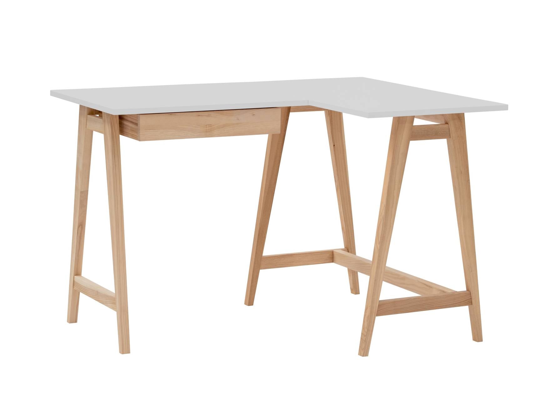 Luka Asketræ Hjørneskrivebord   115cm     85cm   Lysegrå Højre Side