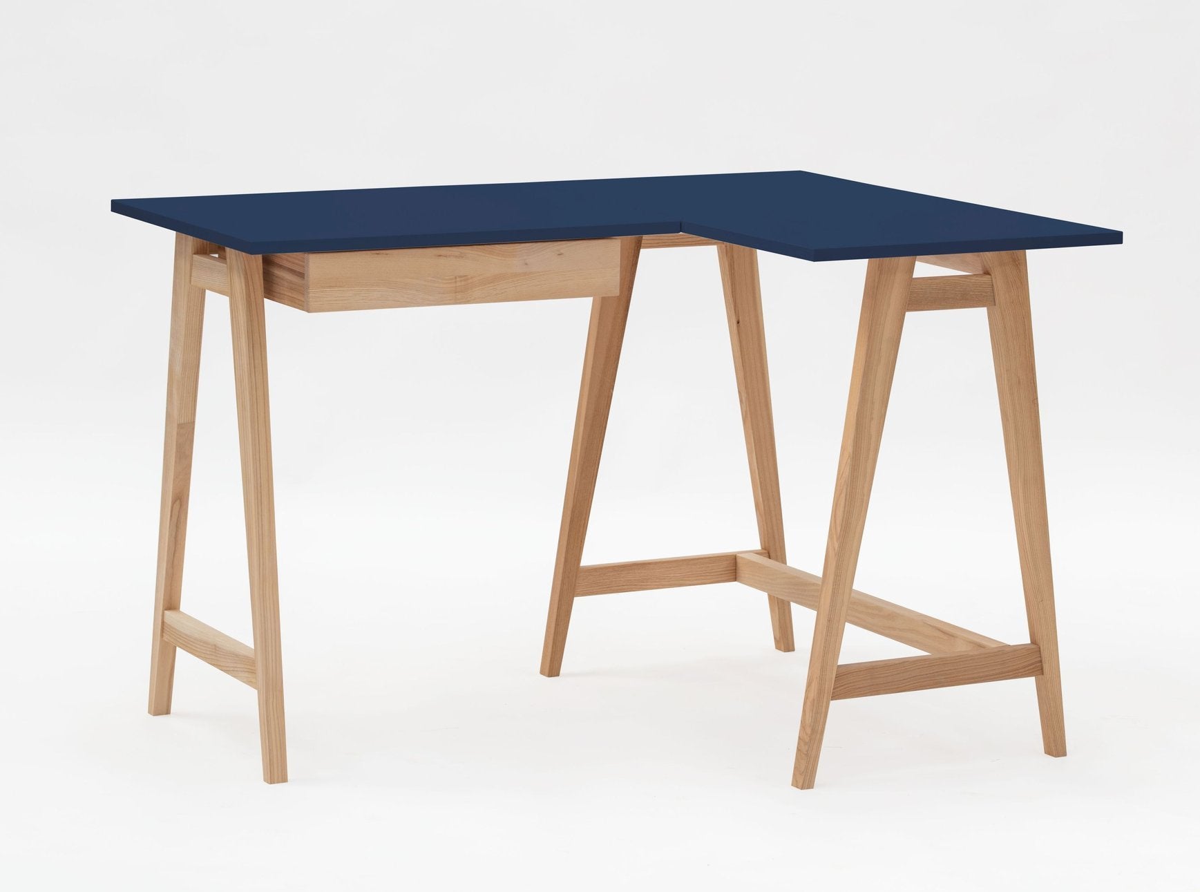 Luka Asketræ Hjørneskrivebord   115cm     85cm   Marineblå Højre Side