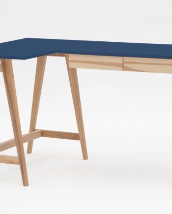 Luka Asketræ Hjørneskrivebord   135cm     85cm   Marineblå Venstre Side