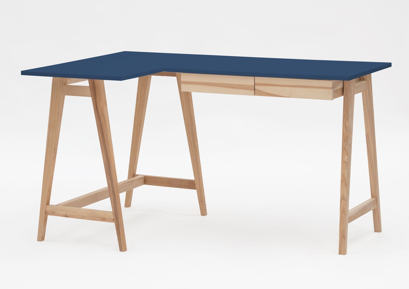 Luka Asketræ Hjørneskrivebord   135cm     85cm   Marineblå Venstre Side