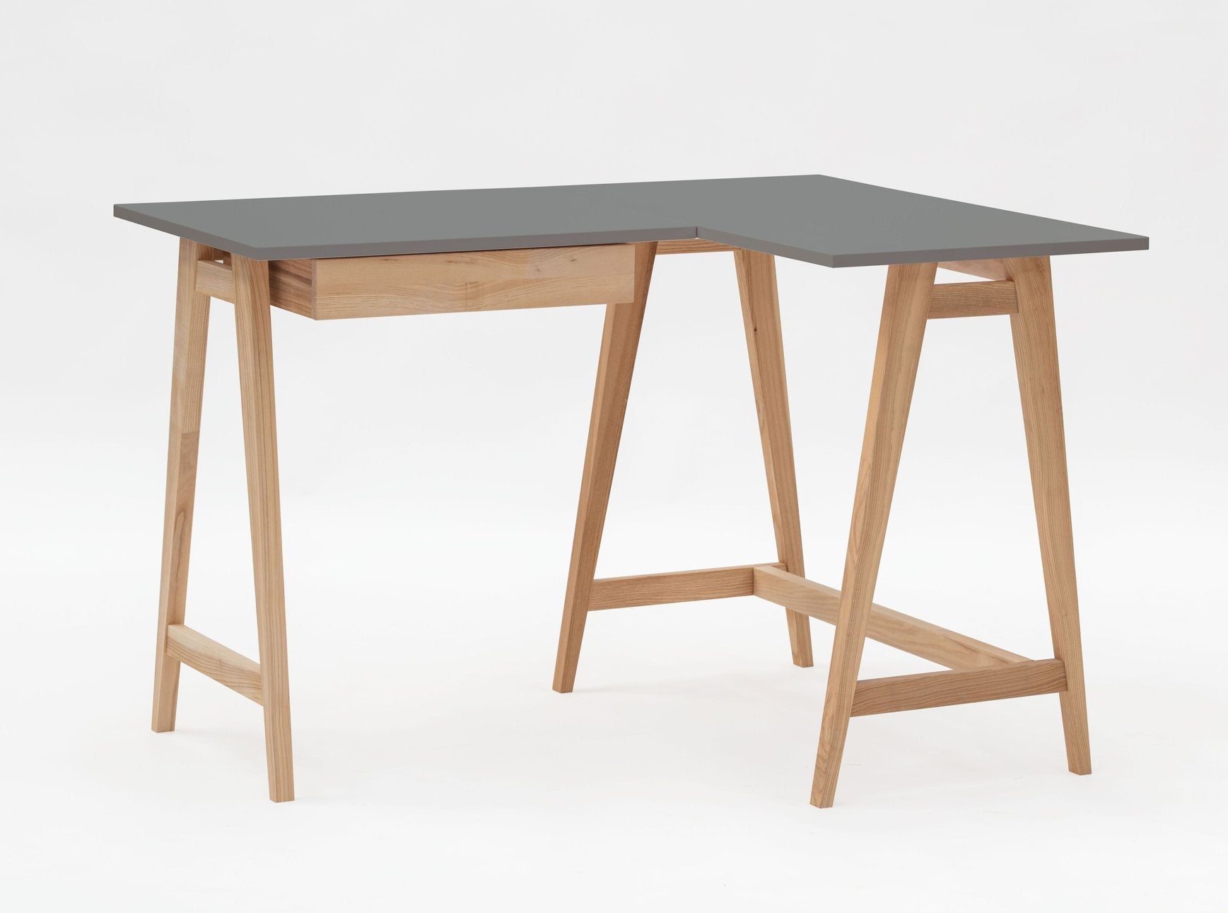 Luka Asketræ Hjørneskrivebord   115cm     85cm   Mørkegrå Højre Side