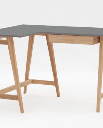 Luka Asketræ Hjørneskrivebord   115cm     85cm   Mørkegrå Venstre Side