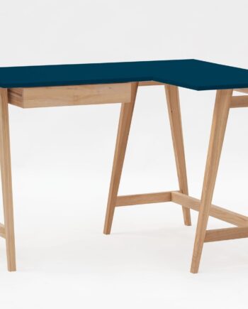 Luka Asketræ Hjørneskrivebord   115cm     85cm   Petrolblå Højre Side