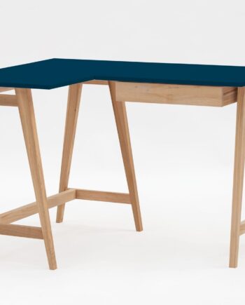 Luka Asketræ Hjørneskrivebord   115cm     85cm   Petrolblå Venstre Side