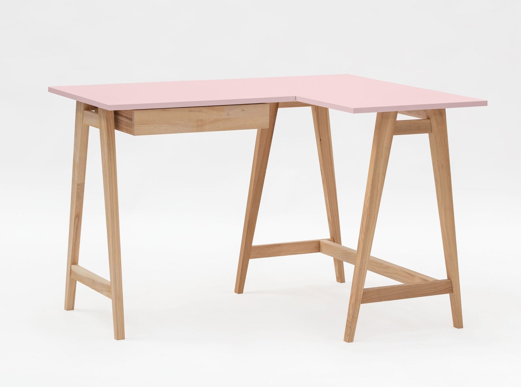 Luka Asketræ Hjørneskrivebord   115cm     85cm   Pink Højre Side