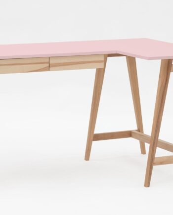 Luka Asketræ Hjørneskrivebord   135cm     85cm   Pink Højre Side