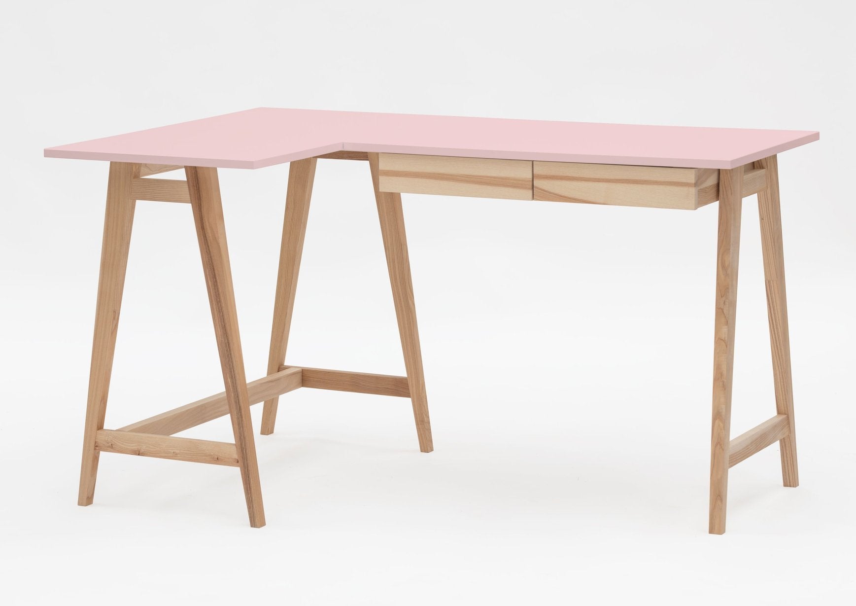 Luka Asketræ Hjørneskrivebord   135cm     85cm   Pink Venstre Side