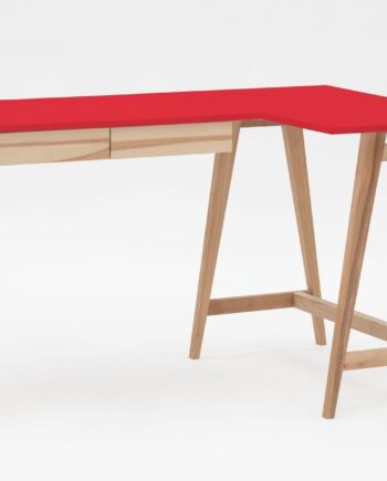 Luka Asketræ Hjørneskrivebord   135cm     85cm   Rød Højre Side