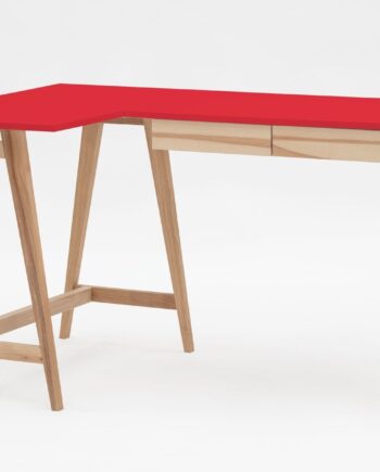 Luka Asketræ Hjørneskrivebord   135cm     85cm   Rød Venstre Side