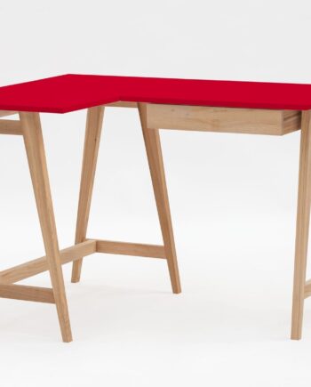 Luka Asketræ Hjørneskrivebord   115cm     85cm   Rød Venstre Side