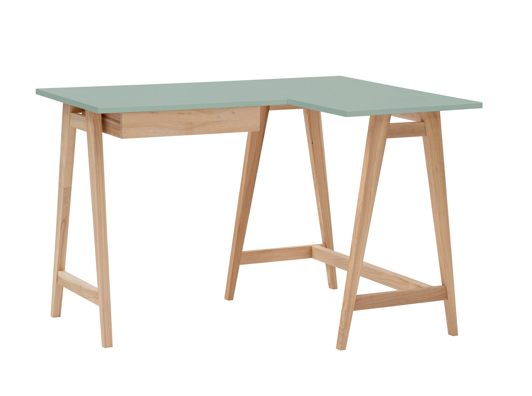 Luka Asketræ Hjørneskrivebord B115cm   D85cm Salviegrøn Højre Side