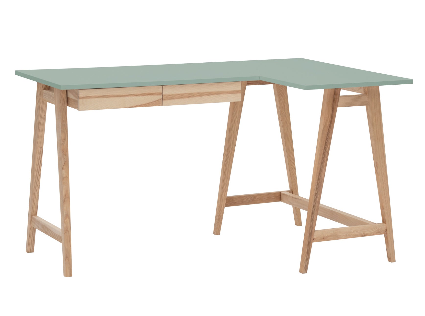 Luka Asketræ Hjørneskrivebord B135cm D85cm Salviegrøn Højre Side