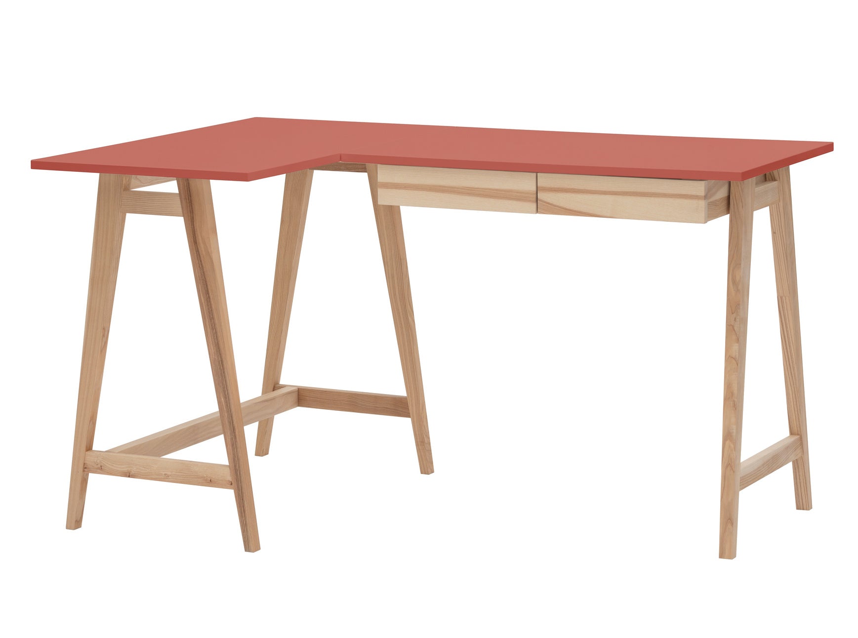 Luka Asketræ Hjørneskrivebord B135   D85cm Antik Pink Venstre Side