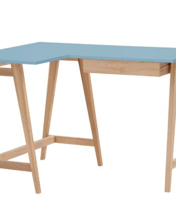 Luka Asketræ Hjørneskrivebord B115   D85cm Blå Venstre Side