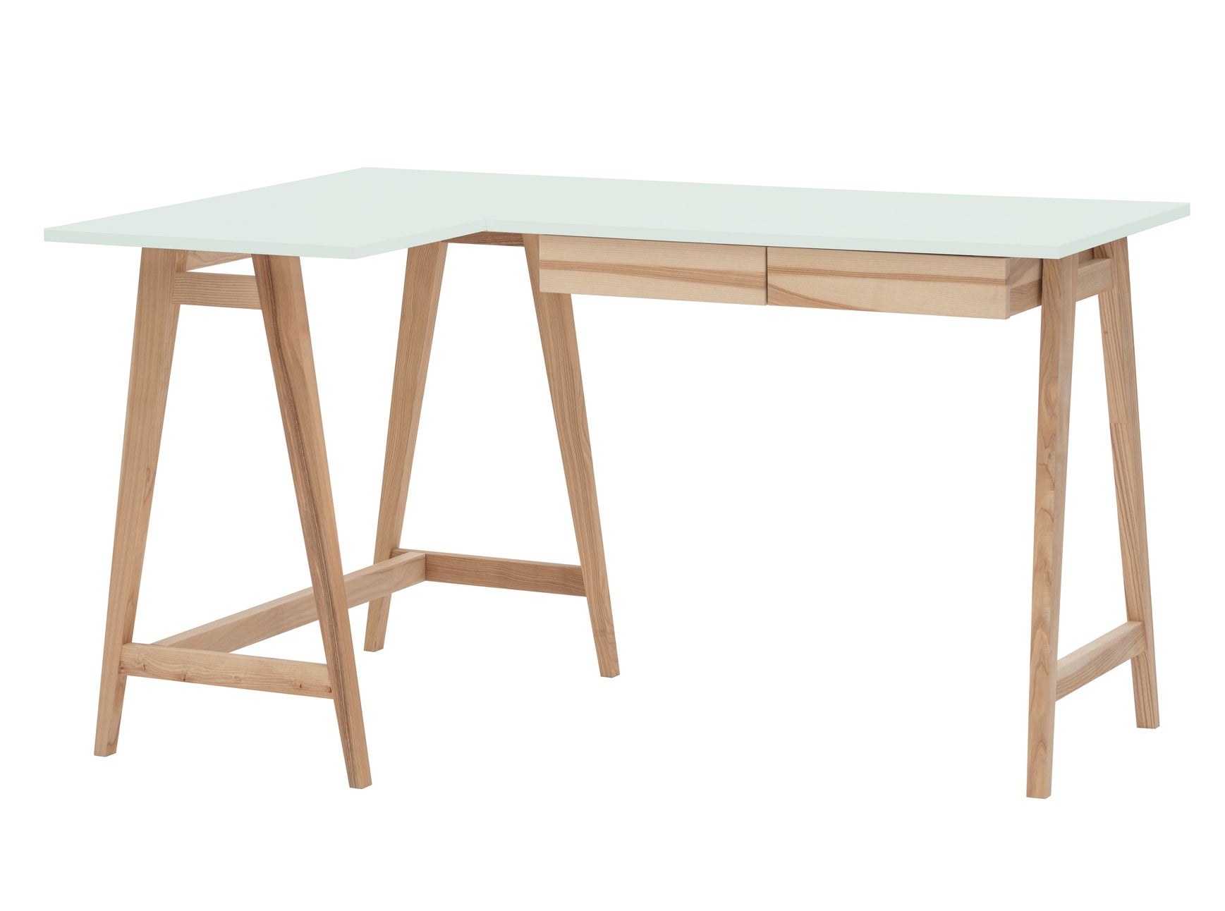 Luka Asketræ Hjørneskrivebord B135   D85cm Fleeting Mint Venstre Side