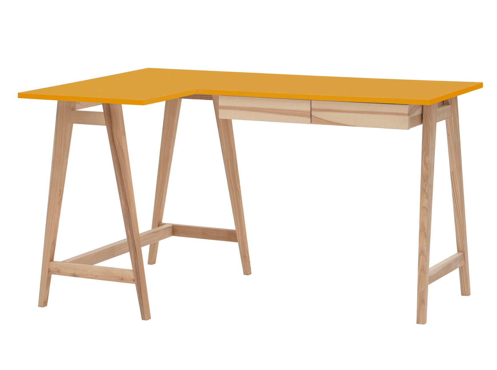 Luka Asketræ Hjørneskrivebord B135   D85cm Gul Venstre Side