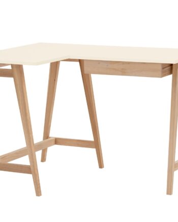 Luka Asketræ Hjørneskrivebord B115   D85cm Hvid Venstre Side