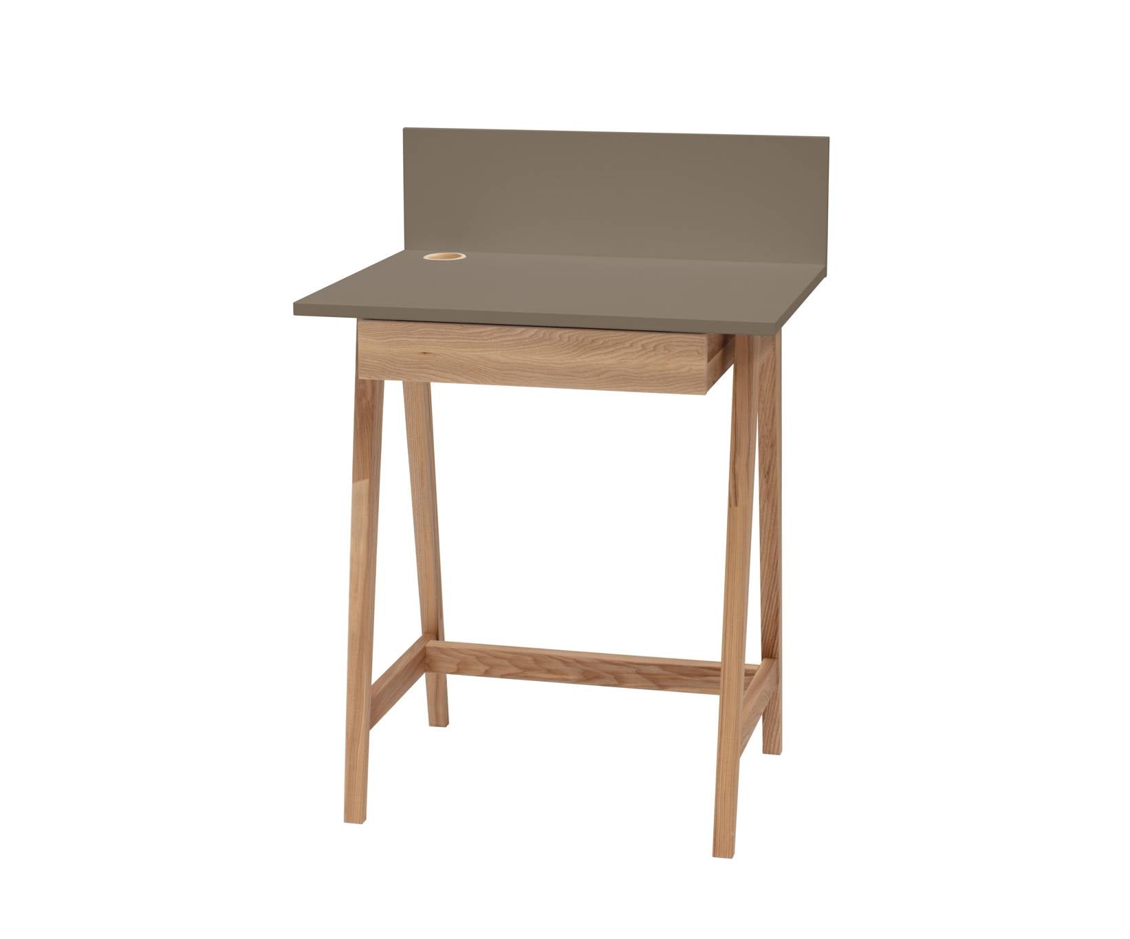 Luka Asketræ Skrivebord 65x50cm Med Skuffe Brun