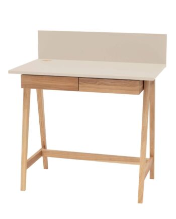 Luka Asketræ Skrivebord 85x50cm Med Skuffe Brun Beige