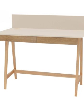 Luka Asketræ Skrivebord 110x50cm Med Skuffe Brun Beige