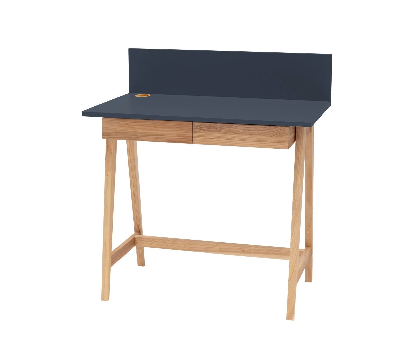 Luka Asketræ Skrivebord 85x50cm Med Skuffe Grafit