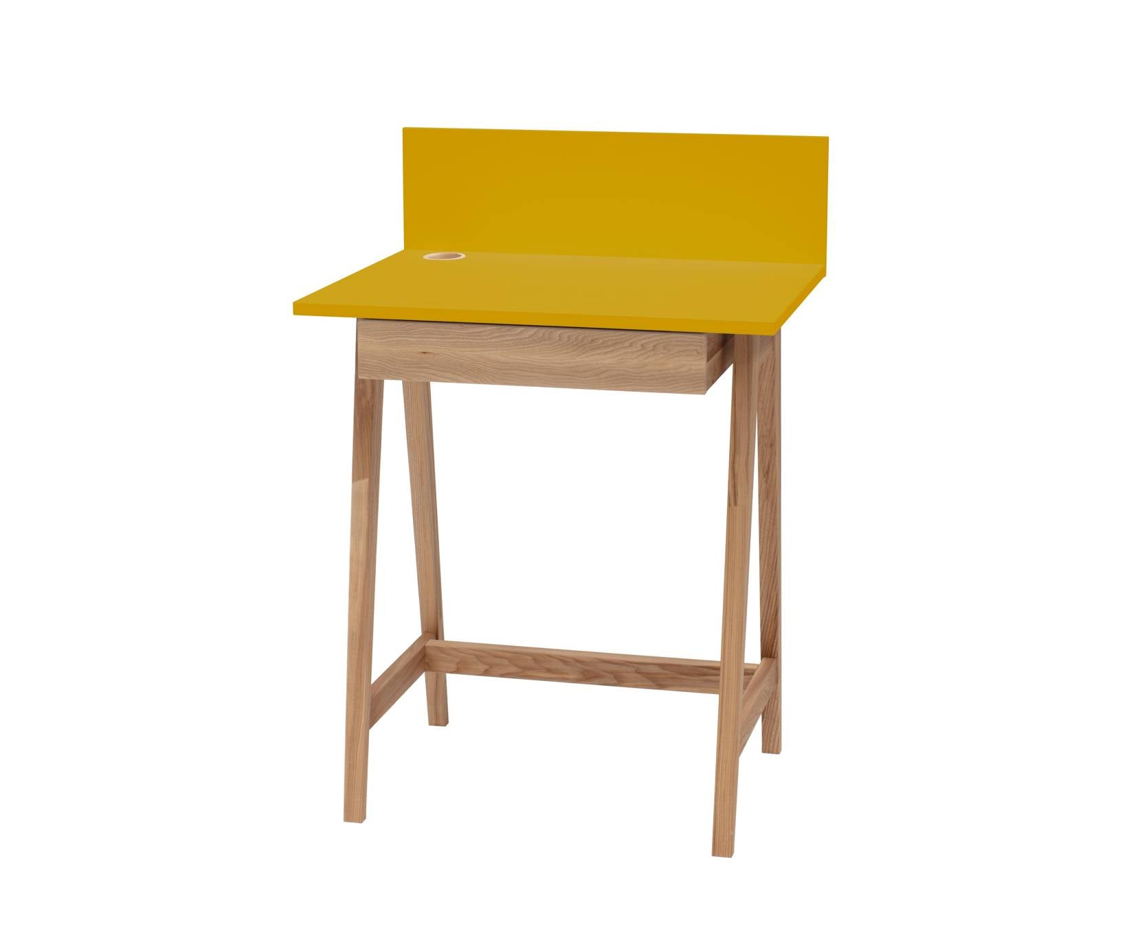 Luka Asketræ Skrivebord 65x50cm Med Skuffe Gul