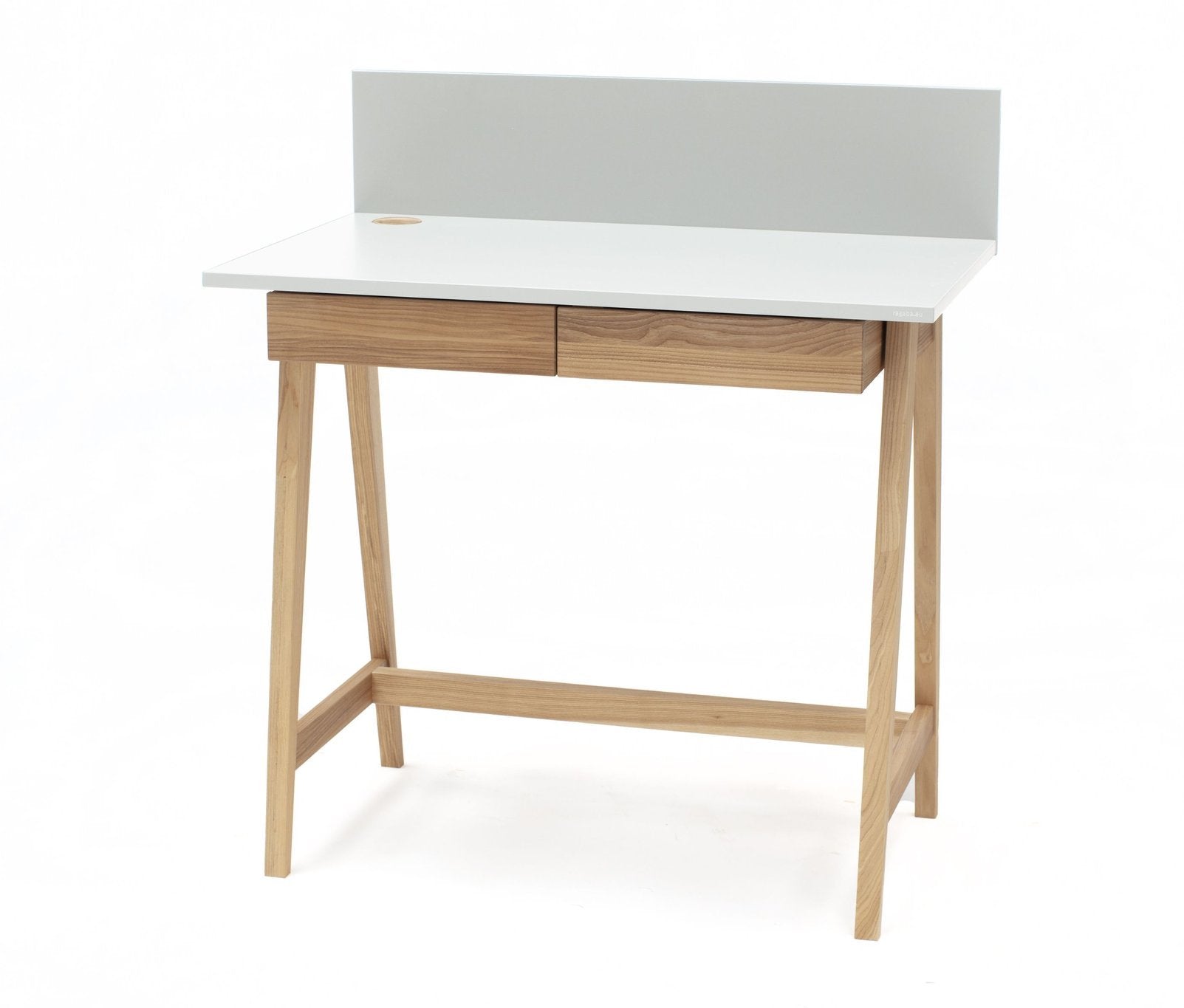 Luka Asketræ Skrivebord 85x50cm Med Skuffe Hvid
